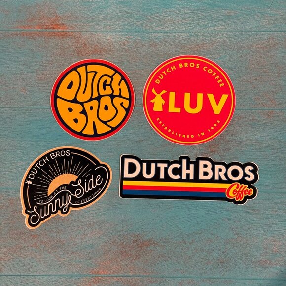 Dutch Bros Coffee Themed Sticker Set Of 4 - Picture 1 of 2